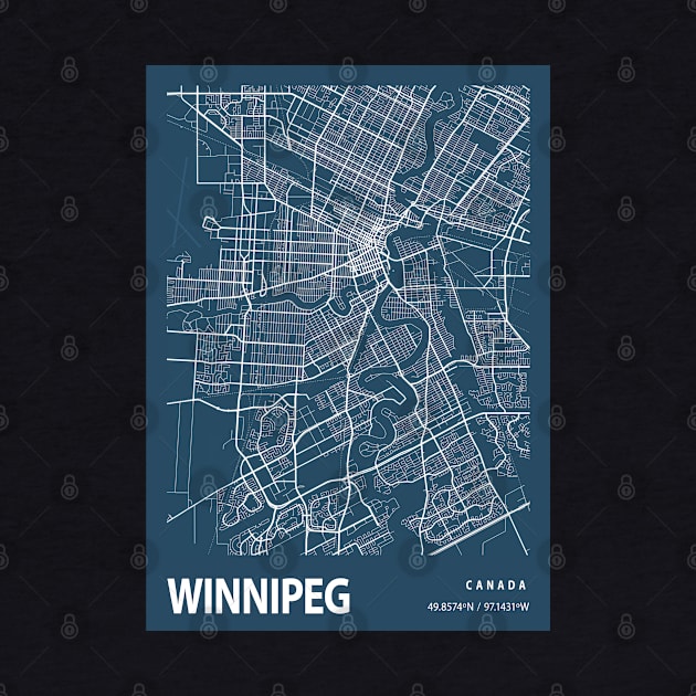 Winnipeg Blueprint Street Map, Winnipeg Colour Map Prints by tienstencil